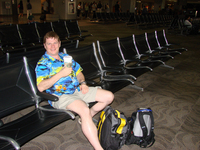 Joe waiting at Honoulu Airport