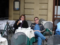 Joe and I having a cappucino in Sienna