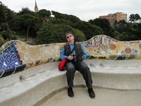 Joe sitting on the ergonomic bench